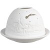 Clayre & Eef 6CE1819 Stojánek na čajovou svíčku Ø 12x8 cm Bílá zimní krajina
