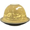 Clayre & Eef 6CE1819 Stojánek na čajovou svíčku Ø 12x8 cm Bílá zimní krajina