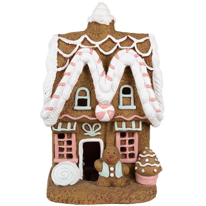 Clayre & Eef 6MG0054 Dekorace perníková chaloupka s LED 22x18x39 cm