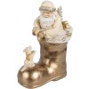 Clayre & Eef 6PR4167 Dekorace Otec Vánoc ve zlaté botě 12x7x16 cm