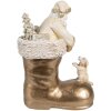 Clayre & Eef 6PR4167 Dekorace Otec Vánoc ve zlaté botě 12x7x16 cm