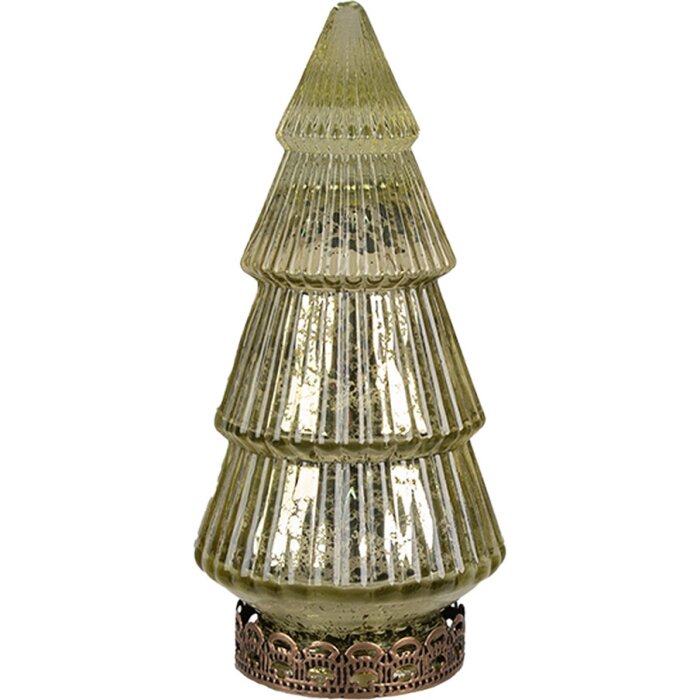 Clayre & Eef 6GL4569GR Vánoční stromek s LED diodami zelený Ø 7x16 cm