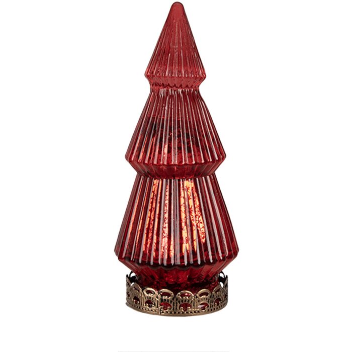 Clayre & Eef 6GL4569R Vánoční stromek s LED diodami červený Ø 7x16 cm