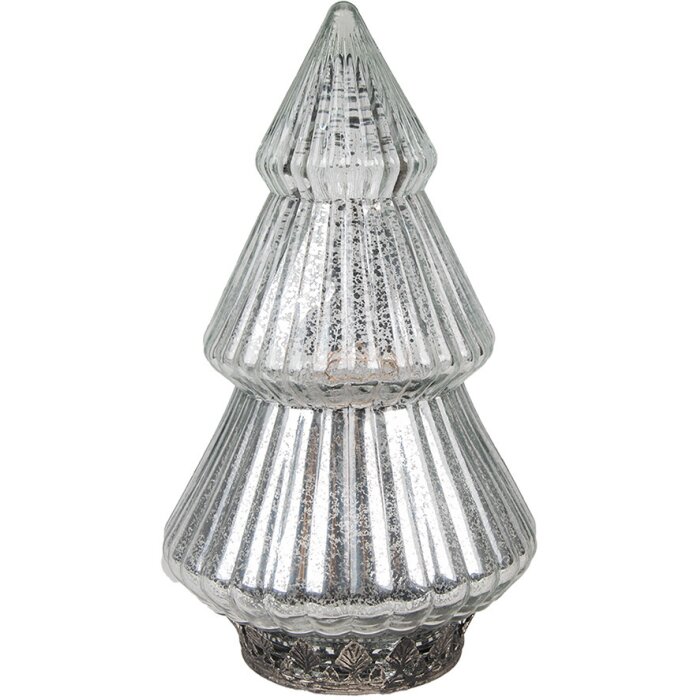 Clayre & Eef 6GL4573ZI Vánoční stromek s LED diodami stříbrný Ø 13x23 cm