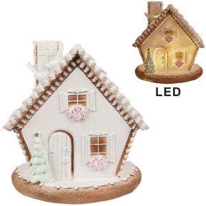 Clayre & Eef 6PR4349 Dekorace domeček s LED 17x16x17 cm 3xAAA
