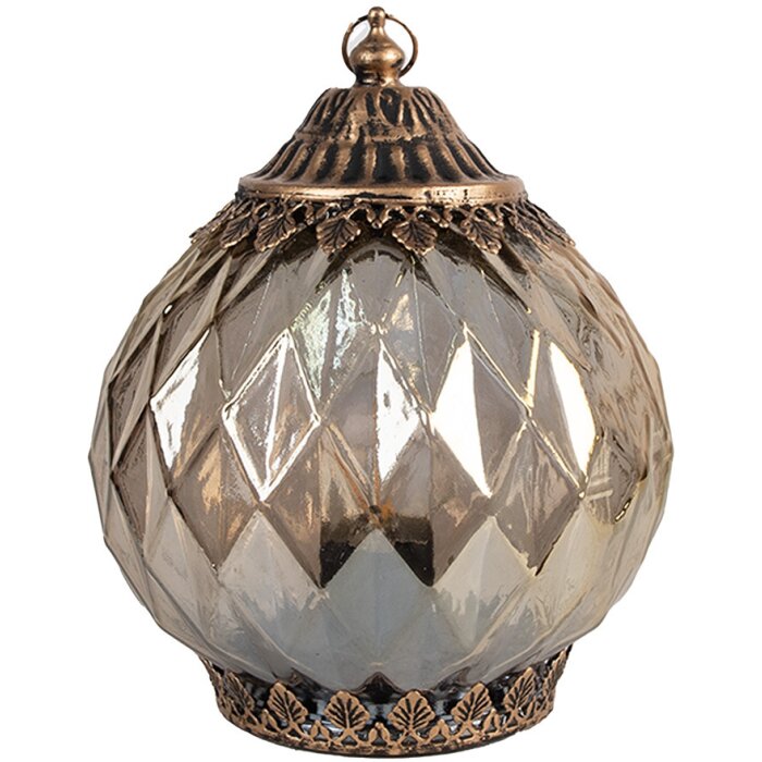 Clayre & Eef 6GL4585 Dekorace LED lucerna Ø 15x19 cm Měděné sklo
