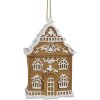 Clayre & Eef 6PR4212 Dekorace přívěsek dům hnědá bílá 6x4x9 cm