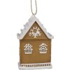 Clayre & Eef 6PR4212 Dekorace přívěsek dům hnědá bílá 6x4x9 cm