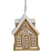 Clayre & Eef 6PR4213 Dekorace přívěsek dům hnědá bílá 6x4x7 cm