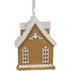 Clayre & Eef 6PR4213 Dekorace přívěsek dům hnědá bílá 6x4x7 cm