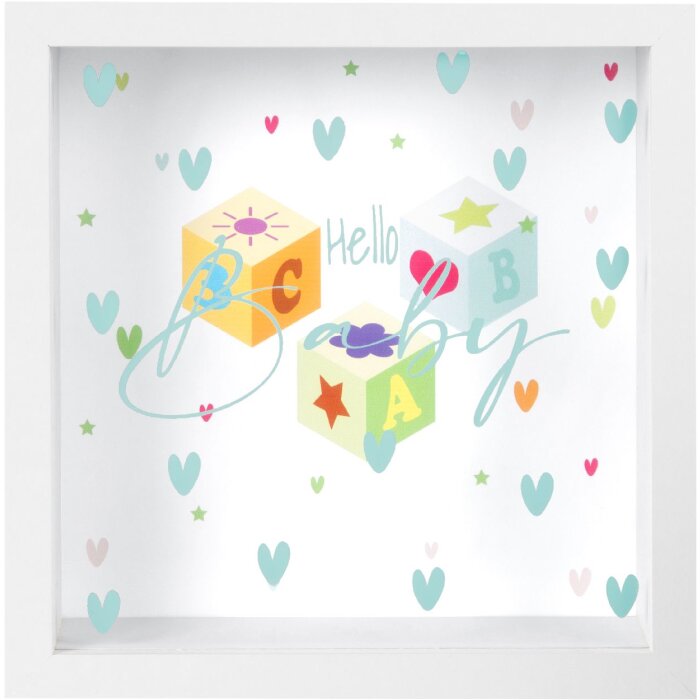 Goldbuch Výplň přání Box na peníze Hello Baby 18x18 cm MDF k vystavení