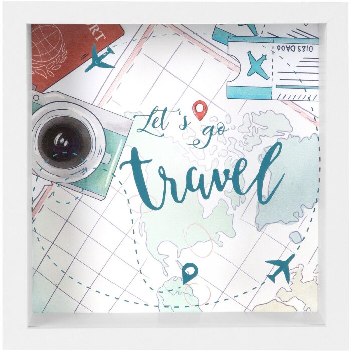 Goldbuch splněné přání Lets go travel 18x18 cm MDF box na peníze - rámeček na obraz