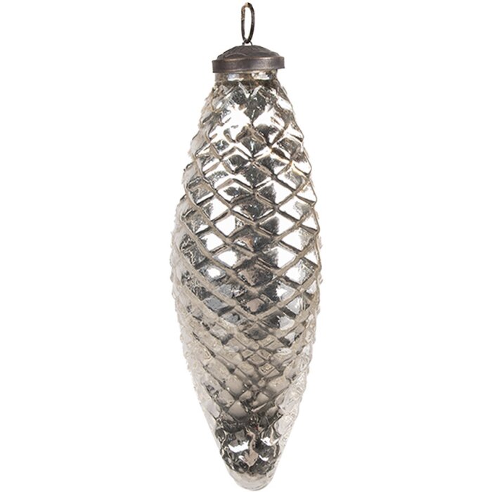 Clayre & Eef 6GL4541M Stříbrná ozdoba na vánoční stromek Ø 6x16 cm