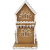 Clayre & Eef 6PR4193 Dekorace domeček s LED diodami hnědá bílá 8x8x15 cm
