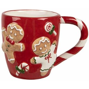 Clayre & Eef 6CEMU0158 Hrnek Gingerbread Red-White...