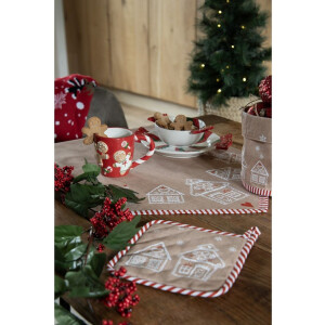 Clayre & Eef 6CEMU0158 Hrnek Gingerbread Red-White 325ml 14x9x10cm