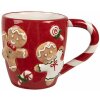 Clayre & Eef 6CEMU0158 Hrnek Gingerbread Red-White 325ml 14x9x10cm