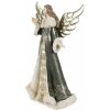 Clayre & Eef 6PR3959GG Figurka anděla 16x9x25 cm šedá/zelená
