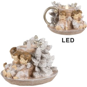 Clayre & Eef 6PR4164 Svícen Anděl LED 14x13x10 cm