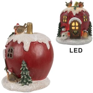 Clayre & Eef 6PR4175 Vánoční dekorace domeček s LED světlem 12x11x13 cm