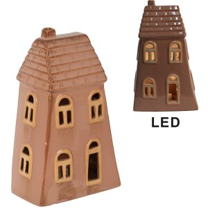 Clayre & Eef 6CE1798 Dekorace domeček s LED 10x6x16 cm