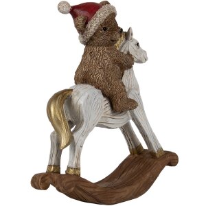 Clayre & Eef 6PR4169 Dekorace Medvěd na houpacím koni 12x4x14 cm