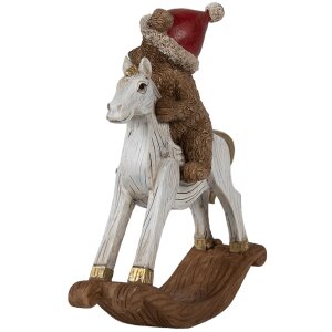 Clayre & Eef 6PR4169 Dekorace Medvěd na houpacím koni 12x4x14 cm