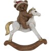 Clayre & Eef 6PR4169 Dekorace Medvěd na houpacím koni 12x4x14 cm