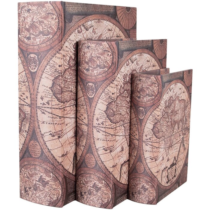 Clayre & Eef 65695 Sada 3 úložných boxů Wood Brown 27x22x7 cm