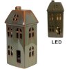 Clayre & Eef 6CE1797 Dekorace domeček LED zelený porcelán 7x6x15 cm