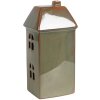 Clayre & Eef 6CE1797 Dekorace domeček LED zelený porcelán 7x6x15 cm