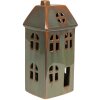 Clayre & Eef 6CE1797 Dekorace domeček LED zelený porcelán 7x6x15 cm