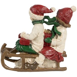 Clayre & Eef 6PR4182 Dekorace děti na saních 12x6x11 cm
