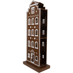 Clayre & Eef 5Y1251 LED dekorace domeček hnědá bílá 31x16x75 cm venkovský styl