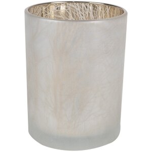 Clayre & Eef 6GL4666 Sada 3 držáků na čajové svíčky bílé zlato Ø 7/9/10 cm sklo