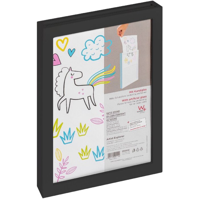 Dřevěný rám Walther Artist Explorer 21x29,7 cm černý s uměleckým sklem MDF