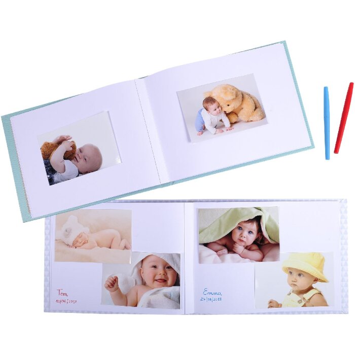 Exacompta fotokniha baby 30 stran bílá 28,5x22 cm zelená pastelový formát na šířku
