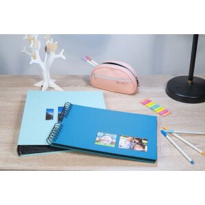 Exacompta spirálové fotoalbum MILANO Blue 32x22 cm 50 černých stran 250g/m²