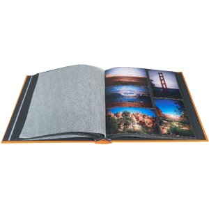 Exacompta fotoalbum MILANO 29x32 cm 60 černých stran oranžová