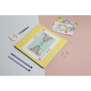 Exacompta fotoalbum 25x25cm 30 stran bílý motiv fantasy hrací karty žlutá zelená