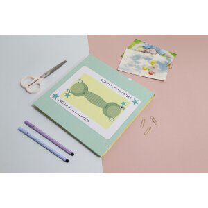 Exacompta fotoalbum 25x25cm 30 stran bílý motiv fantasy hrací karty žlutá zelená