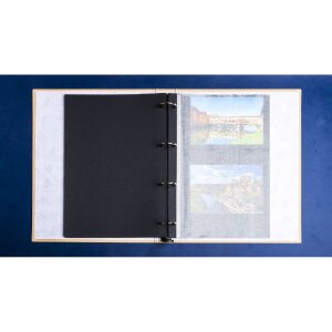Exacompta 17602E Fotoalbum s kroužkovou mechanikou 60 černých stran 32x26x4 cm Béžová barva