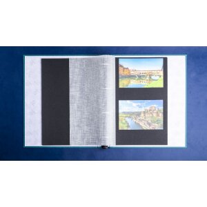 Exacompta 17603E Fotoalbum s kroužkovou mechanikou 60 černých stran 32x26x4cm modro-zelené