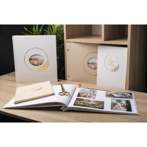 Exacompta Kniha návštěv Ringflower White Gold s ozdobou 100 stran 27x22 cm