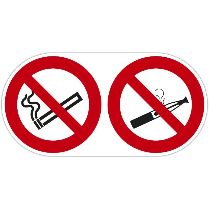 Značka PP, nesamolepící, zákaz kouření a e-cigaret 30x15 cm