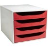 Exacompta 2286107D ECOBOX zásuvkový box se 4 zásuvkami červený