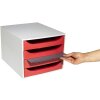 Exacompta 2286107D ECOBOX zásuvkový box se 4 zásuvkami červený