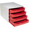 Exacompta 2286107D ECOBOX zásuvkový box se 4 zásuvkami červený