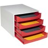 Exacompta 2286107D ECOBOX zásuvkový box se 4 zásuvkami červený