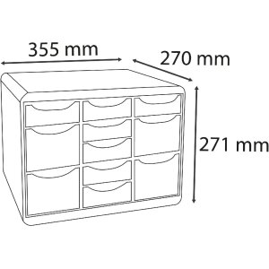Exacompta STORE BOX MULTI zásuvkový box 11 otevřených zásuvek světle šedý